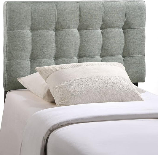Modway Lily Tufted Linen Fabric Upholstered Twin Headboard in Gray