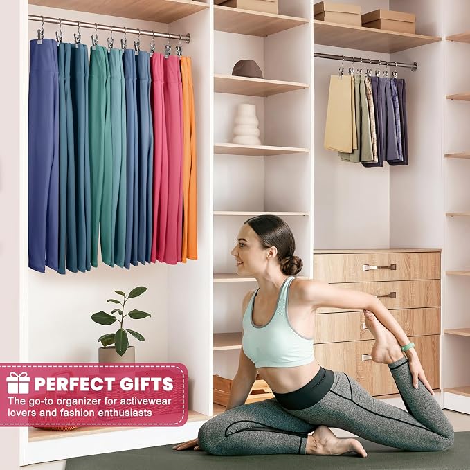 30 Pack Pants Hangers with Clip,Legging Organizer for Closet Hanging, Space Saving Yoga Pants Hangers Clip Hanger Wardrobe Organization,Closet Organizers and Storage for Jeans,Shorts,Skirts,Hats-Gray - Image 2
