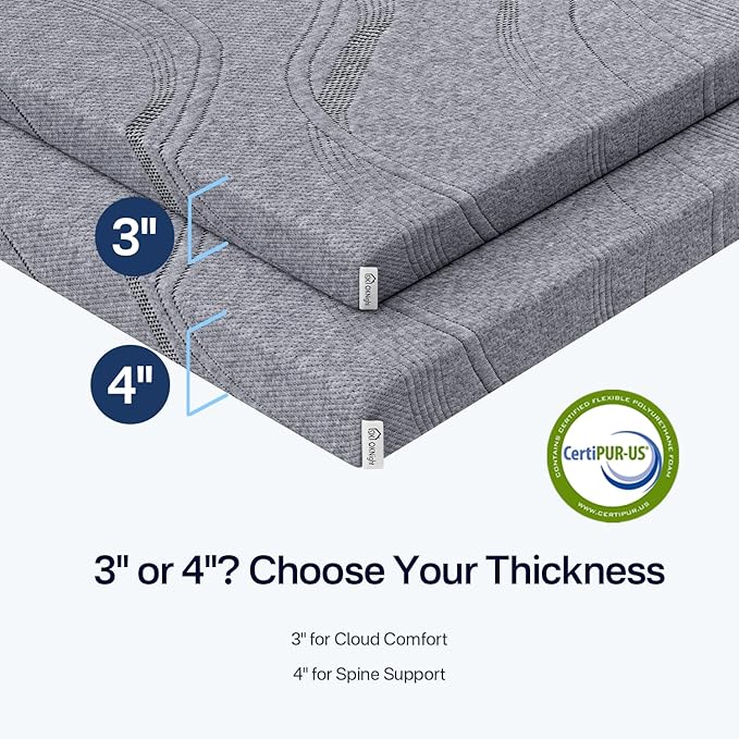 4 Inch Firm Mattress Topper Full, Cooling Gel Memory Foam Mattress Topper for Back Pain Relief, High Density Ventilated Bed Topper with Breathable Cover & Non-Slip Straps, CertiPUR-US