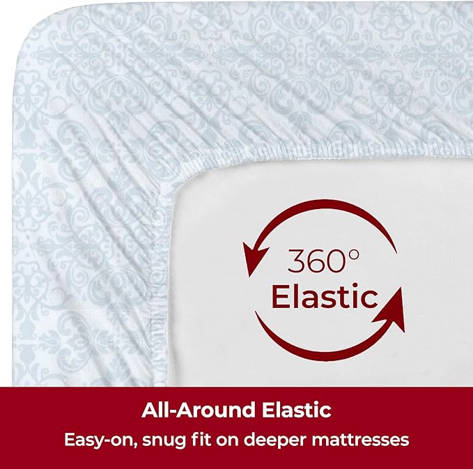 Mellanni Extra Deep Queen Sheets - 4 PC Iconic Collection Bedding - Hotel Luxury, Ultra Soft, Cooling Bed Sheets - Wrinkle, Fade, Stain Resistant (Queen, Laced Sky Blue)