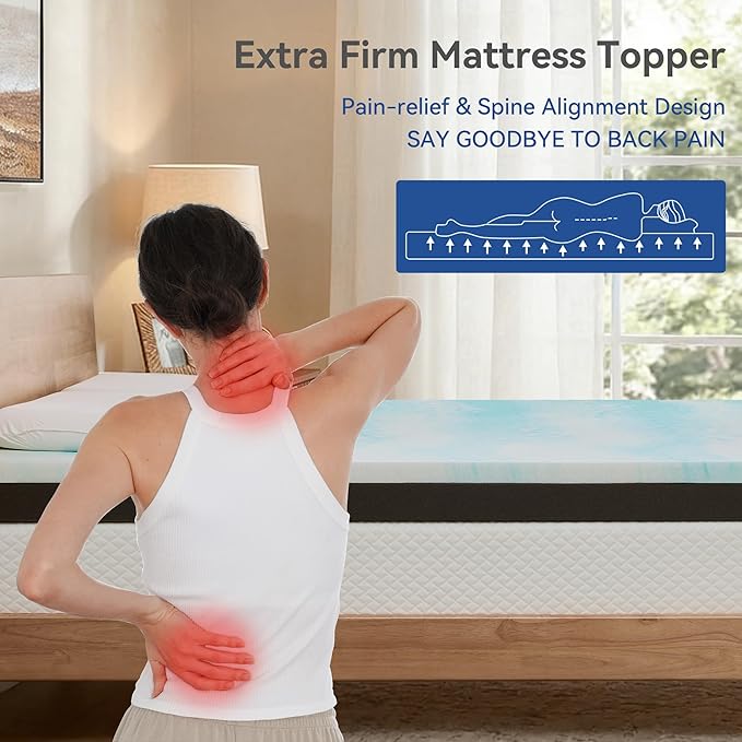 Extra Firm Mattress Topper: Twin Size 3 Inch, High Density Bed Topper, Extra Support for Pain Relief,CertiPUR-US Oeko-Tex Certified 75x38