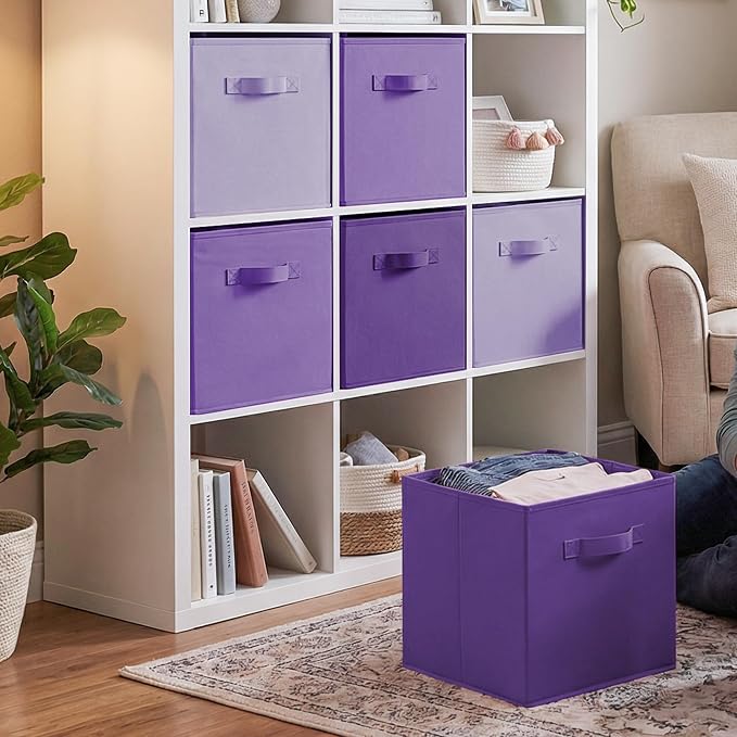 Cupic Cupid 13 Inch Storage Cube, Fabric Cube Storage Bin with Handles, Storage Cube Organizer for Clothes and Toys, Collapsible Cube Bins for Closet, Shelves, Nursery, 6-Pack, Purple Gradient - Image 5