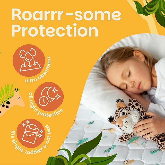 Lynmark® Potty Training Mattress Protector Pee Pads for Kids - Waterproof Toddler Bed Wetting Mat for Toilet Training - Non-Slip Washable Bedwetting Topper Absorbs Up to 2000ml - 35" x 33", Explorer