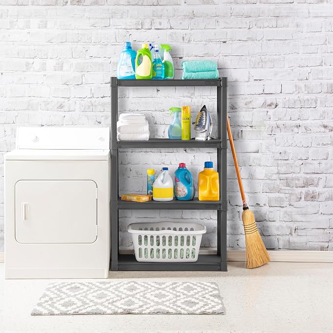 Sterilite 4-Pack 4 Shelf Unit, Heavy-Duty Shelving Storage and Utility Rack - Standing Plastic Organizer Shelves for Kitchen, Bathroom, and Garage - Image 6