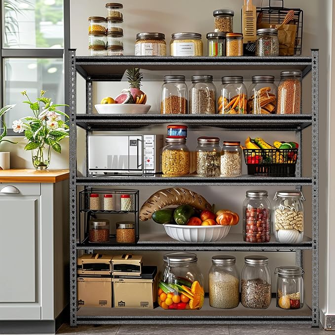 WORKPRO 5-Tier Metal Storage Shelving Unit, 36”W x 18”D x 72”H, Adjustable Storage Rack Heavy Duty Shelf with Particle Board, 4000 lbs Load Capacity (Total) for Garage Warehouse, Black/Silver - Image 6
