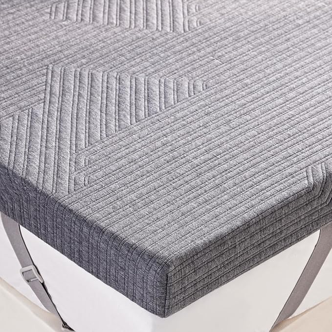 BDEUS 3 inch Extra Firm Memory Foam Mattress Topper Twin Size for Big Guys, Supportive Mattress Pad for Back Pain Relief, Firm Foam Bed Topper with Senior Grey Cover, CertiPUR-US Certified