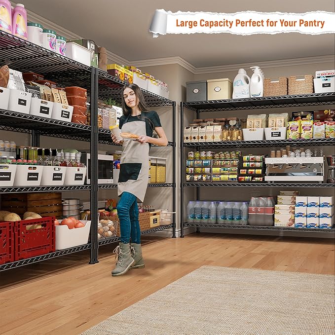 REIBII Storage Shelves 45.3''W Wire Shelving Unit 4 Tier Metal Shelves for Storage Rack Metal Shelving for Pantry Shelves Kitchen Steel Shelving, 45.3''W*63''H*17.7" D - Image 2