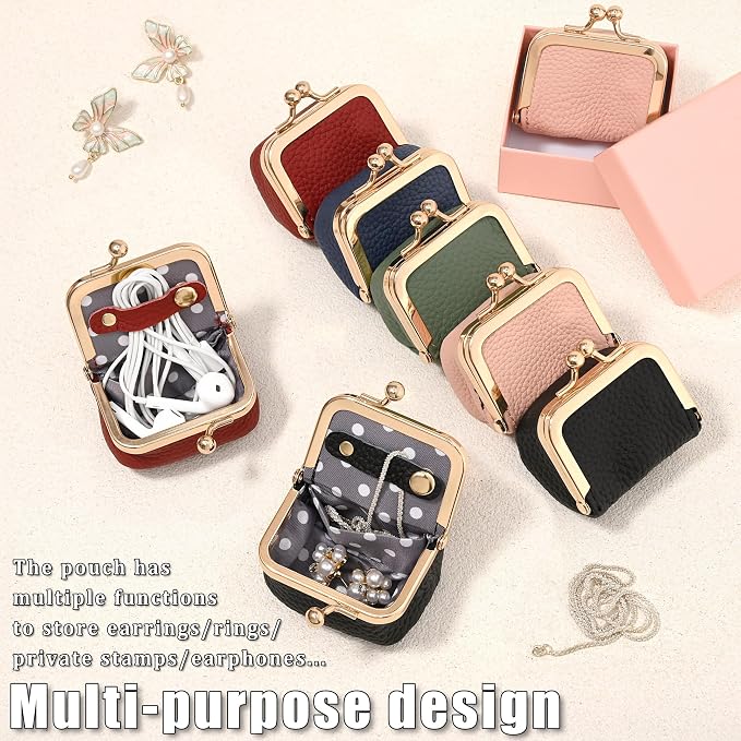 Zivyes Mini Jewelry Box Travel Small Coin Purse Organizer Case Genuine Leather Tiny Size (Blue) - Image 3