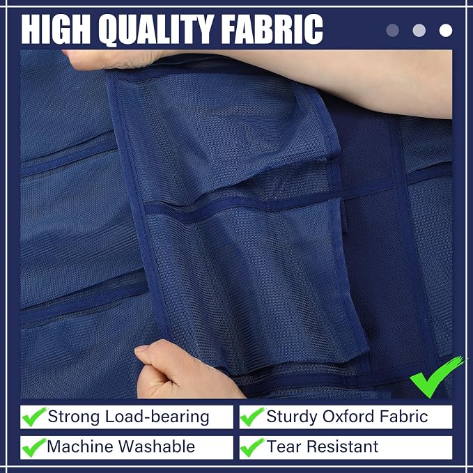Windyun 40 Large Over the Door Hanging Shoe Organizer Navy Blue Mesh Pockets Shoe Rack for Closet Behind Door Hanger Storage Holder Nonslip for Cruise Essentials, Dorm Room Storage, Utility Room - Image 5