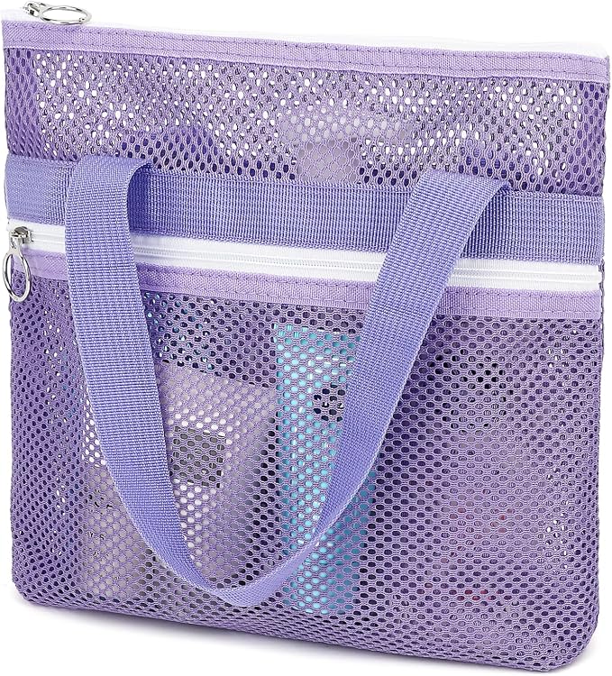 GYEUKHAM Mesh Shower Caddy Portable Shower Bag for Travel, Gym, Camping – Quick-Dry Hanging Toiletry Organizer with Zipper Pockets for Bathroom Essentials,Purple by GYEUKHAM