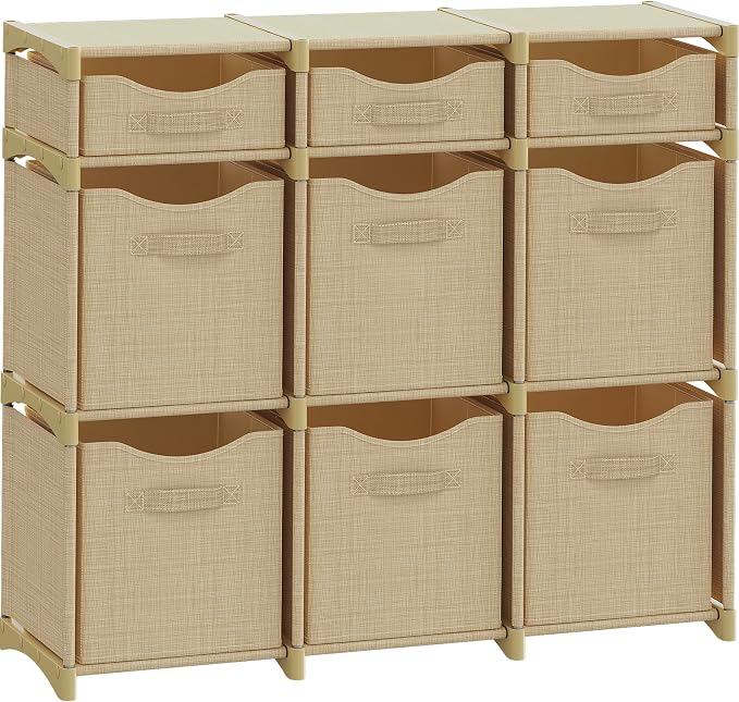 Cube Storage Organizer with Storage Bins Included - The Perfect Closet Organizers and Storage Solution. Includes 9 Storage Cubes, Great For Toy Storage, Closet Storage, Clothes Storage (Beige) by Neaterize