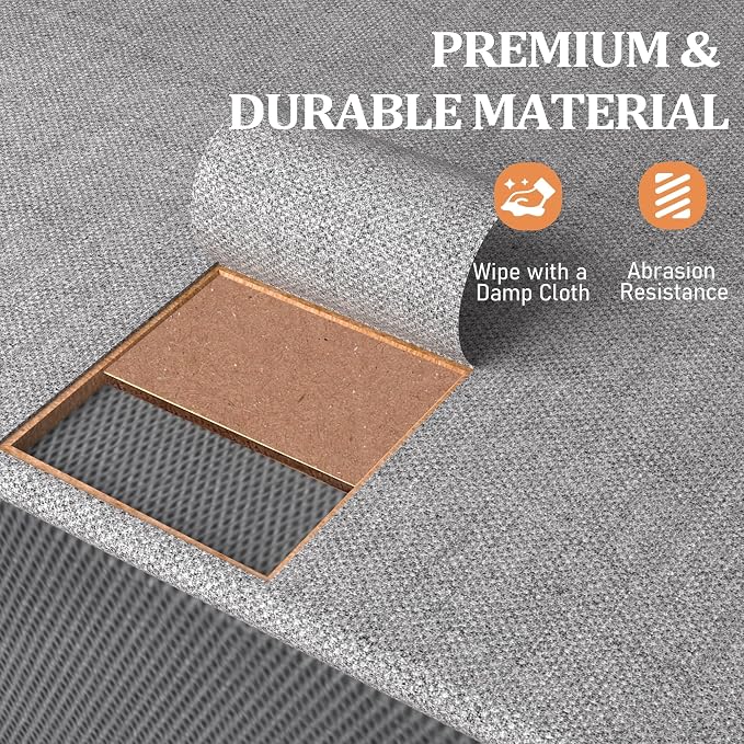 Fabric Dresser for Bedroom, Tall Skinny Dresser with 6 Drawers, Storage Organizer Tower, Steel Frame Wooden Top for Closet, Living Room, Hallway(Light Gray) - Image 8