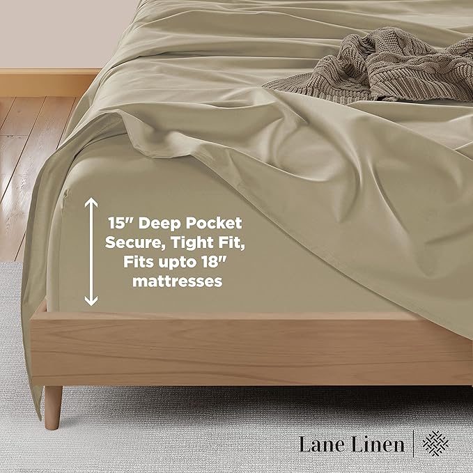 LANE LINEN Split King Sheets Set for Adjustable Beds - 5 PCs, 600 Thread Count Split King Sheets Set - Sateen King Split Sheets for Adjustable Bed - Split Top King Sheet Set for Beds - Linen