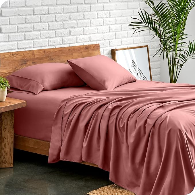 Bare Home Twin Sheet Set - 1800 Ultra-Soft Microfiber Twin Bed Sheets - Double Brushed - Deep Pockets - Easy Fit - 3 Piece Set - Bedding Sheets & Pillowcases (Twin, Dusty Rose)