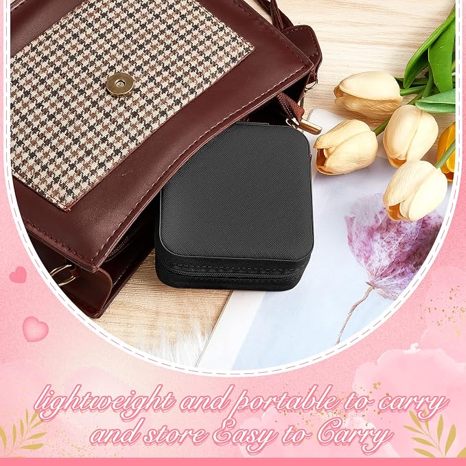 Taiyin Travel Jewelry Case, Bridesmaid Gifts Mini Jewelry Organizer, PU Leather Portable Earring Box for Women Girls - Image 3