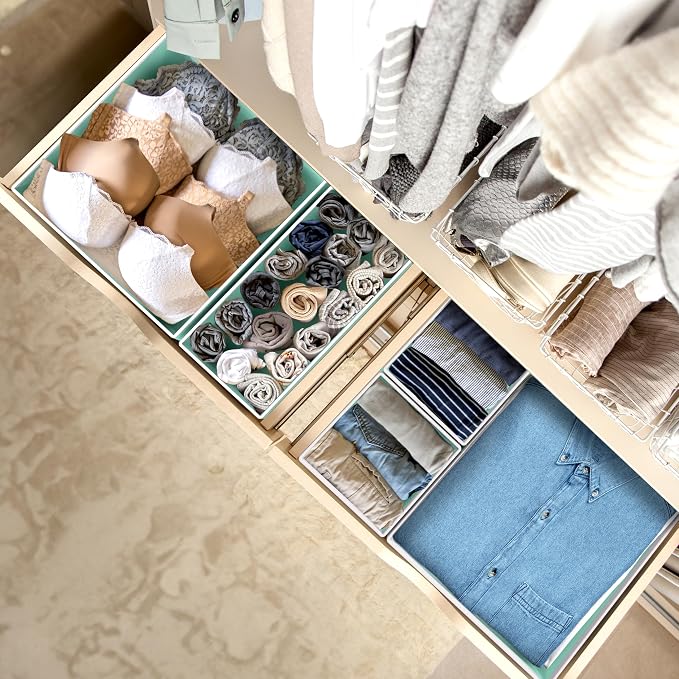 Simple Houseware Underwear Drawer Organizer for Lingerie/Undergarment/Bra/Panty/Sock/Onesie, Set of 6, Turquoise - Image 5