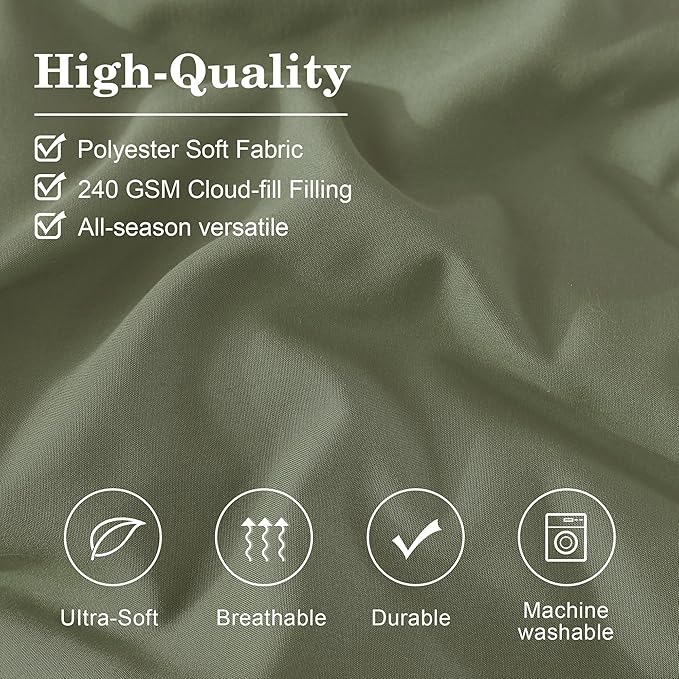 Monbix King Size Comforter Set - 7 Pieces Bed in a Bag King, Light Sage Green Bedding Sets with Comforter, All Seasons Comforter Bed Set with Sheets, Pillowcases & Shams