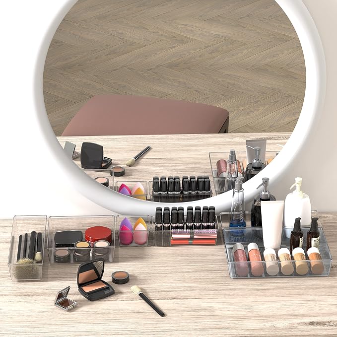 Simple Houseware 30 PCS Clear Plastic Drawer Organizers Set, 5-Size for Makeup, Bathroom, Bedroom and Office - Image 4
