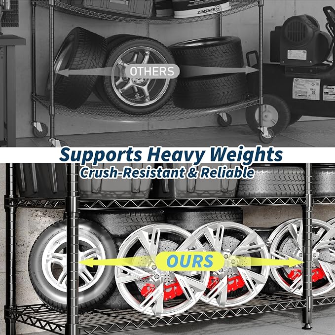 Garvee 70.8" W Storage Shelves Metal Shelving Unit, 4-Tier Heavy Duty Wire Shelving Extra Wide L-Shaped Storage Rack for Apartment Pantry Kitchen Corner Bedroom - Image 7