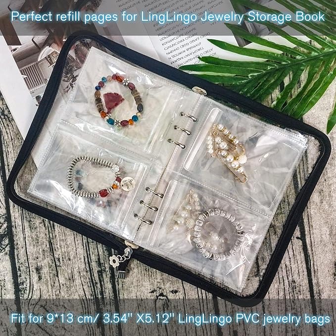 Clear Double-Sided Refill Inner Pages for Transparent Jewelry Storage Book 6 Ring Binder, 24 Sheets 96 Pockets - Image 4