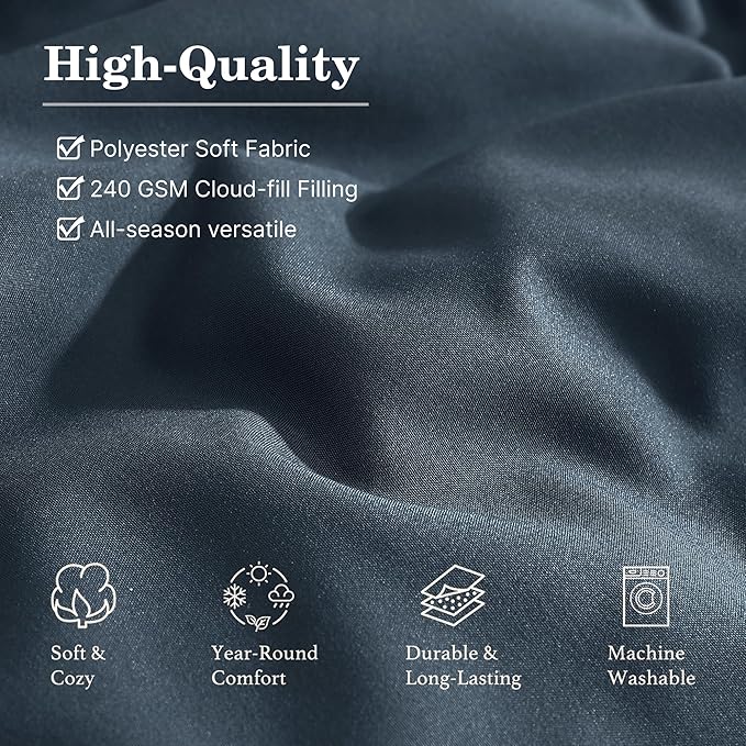 Monbix Oversized King Size Comforter Set - 7 Pieces Blue Gray Bed in a Bag Oversized King Bedding Sets with Comforter, All Seasons Comforter Bed Set with Sheets, Pillowcases & Shams