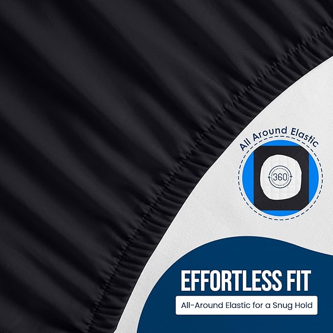 King Size Mattress Protector Waterproof, Premium 200 GSM Terry Mattress Cover, Soft & Breathable Bed Cover, Fitted Sheet Style Stretchable Deep Pockets 17" by Utopia Bedding (Black)