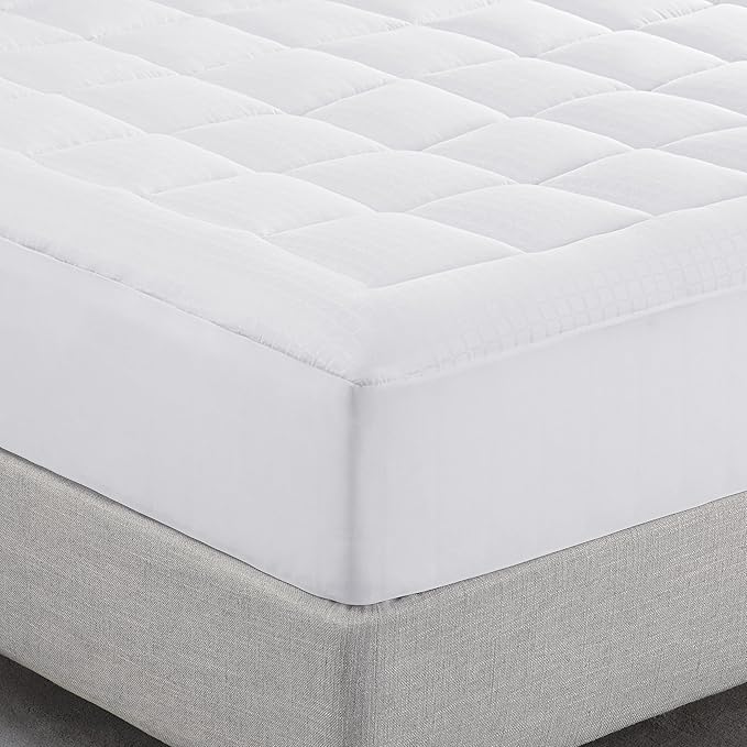 Serta ComfortSure Twin Mattress Cover, Fitted Pillow Top Mattress Pad, Super Soft and Breathable Quilted Cotton Protector with 18" Elastic Deep Pockets for Secure Fit, White