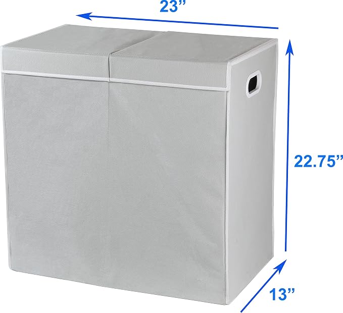 Simple Houseware Double Laundry Hamper with Lid and Removable Bags, Grey - Image 7