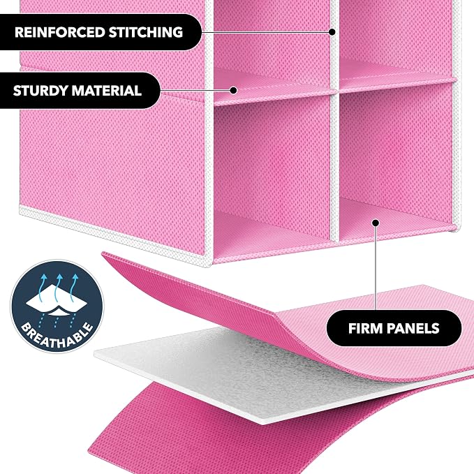 Simple Houseware 20 Section Shelves Hanging Shoes Organizer Holder for Closet, Pink - Image 5