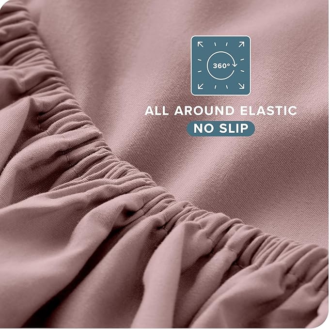 Bare Home Full XL Sheet Set - 1800 Ultra-Soft Microfiber Full Extra Long Bed Sheets - Double Brushed - Deep Pockets - Easy Fit - 4 Piece Set - Bedding Sheets & Pillowcases (Full XL, Mauve)