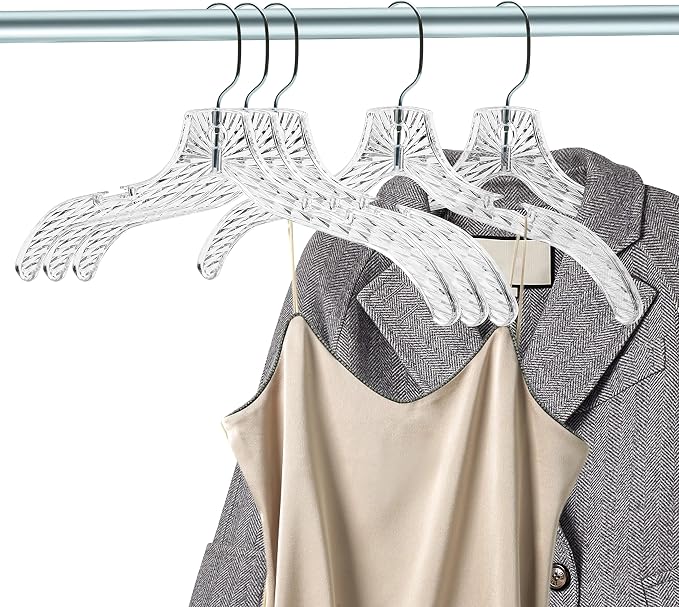 Quality Clear Plastic Hangers 12 Pack - Durable Crystal Cut Heavy Duty Hangers for Clothes, Shirts, Suits, Coats, Dresses - Image 4