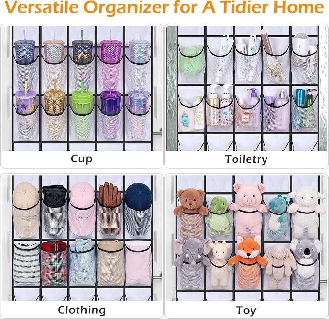 MISSLO 35 Large Pockets Over The Door Shoe Organizer Sturdy Oxford Fabric Hanging Shoe Rack for Door Mesh Closet Shoe Holder Hanger, White - Image 5
