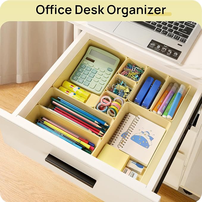 Vtopmart 25 PCS Plastic Drawer Organizers Set, 4-Size Versatile Bathroom and Vanity Drawer Organizer Trays, Storage Bins for Makeup, Bedroom, Kitchen Gadgets Utensils and Office - Image 6