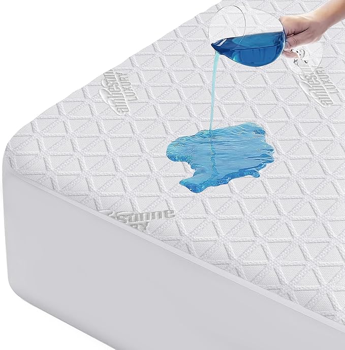 Ambesonne Fiber Fitted Sheet Style Mattress Protector 100% Waterproof 3D Air Fabric Soft and Breathable Bed Cover with 8''-21'' Deep Pocket for a Hotel Quality Comfortable Sleep, Full XL