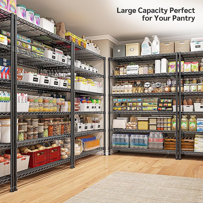 REIBII 75''H Storage Shelves Metal Shelving Unit, 6 Tier Wire Shelving for Pantry Shelves Adjustable 1200LBS Garage Shelving Heavy Duty Storage Rack for Kitchen Garage, 35.4''W*75''H*15.7" D, 2PCS - Image 2