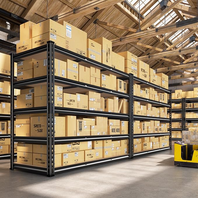 REIBII 48" W Garage Shelving 3080LBS Storage Shelves 5 Tier Industrial Shelving Adjustable Metal Storage Shelves for Garage, Basement, Warehouse, Commercial, Easy Assemble, 48" W x 72" H x 24" D, 3PC - Image 2