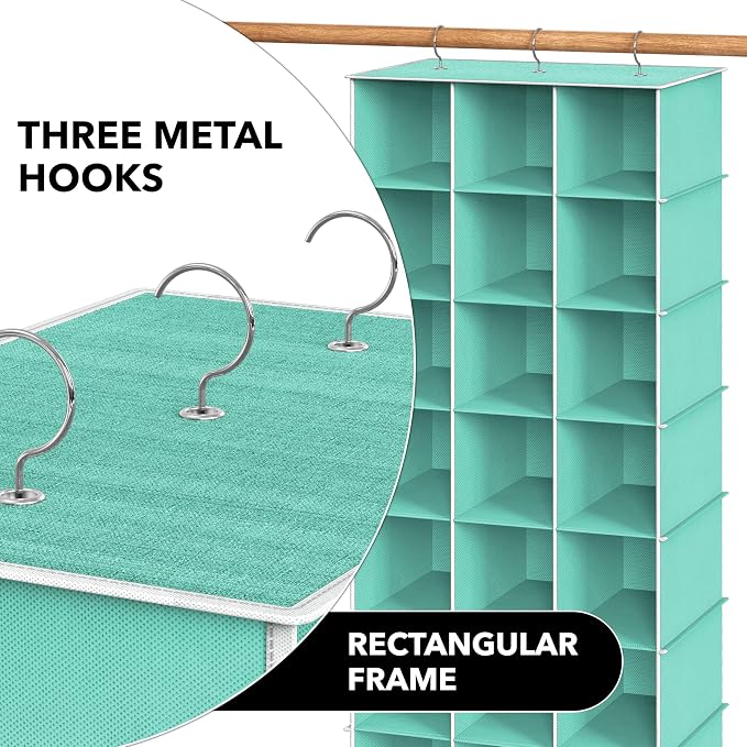 Simple Houseware 24 Section Shelves Hanging Shoes Organizer Holder for Closet, Turquoise - Image 6