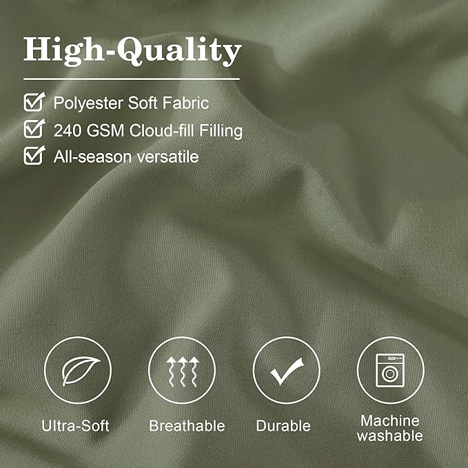 Monbix Queen Comforter Set - 7 Pieces Light Sage Green Bed in a Bag Queen Bedding Sets with Comforters, All Seasons Comforter Bed Set with Sheets, Pillowcases & Shams