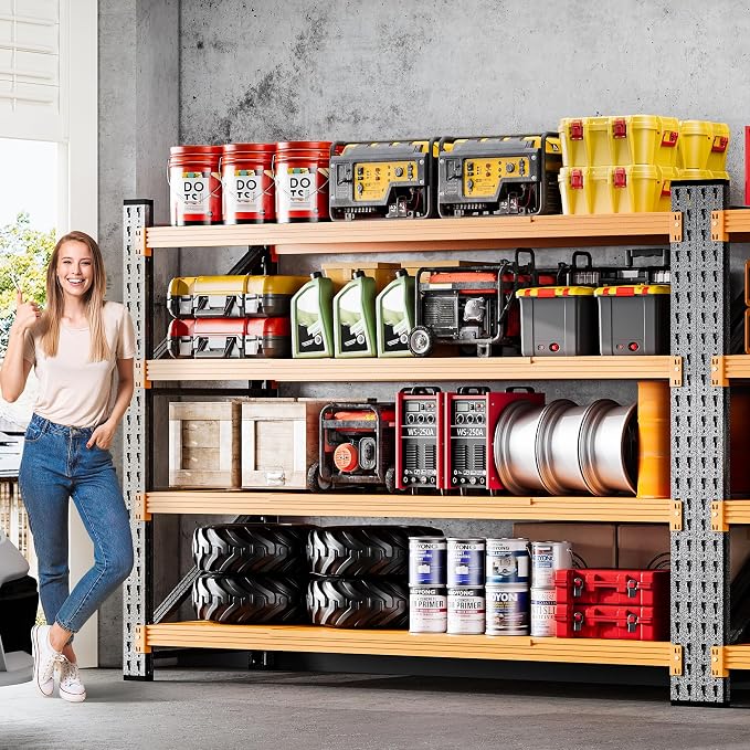 5000LBS Heavy Duty Garage Shelving Units,60" Wide & Deep Storage Shelves,Orange Metal Garage Shelves,Large Storage Rack,Steel Shelf,Industrial Shelving for Shop,Warehouse,60" W x 24" D x 70" H - Image 8