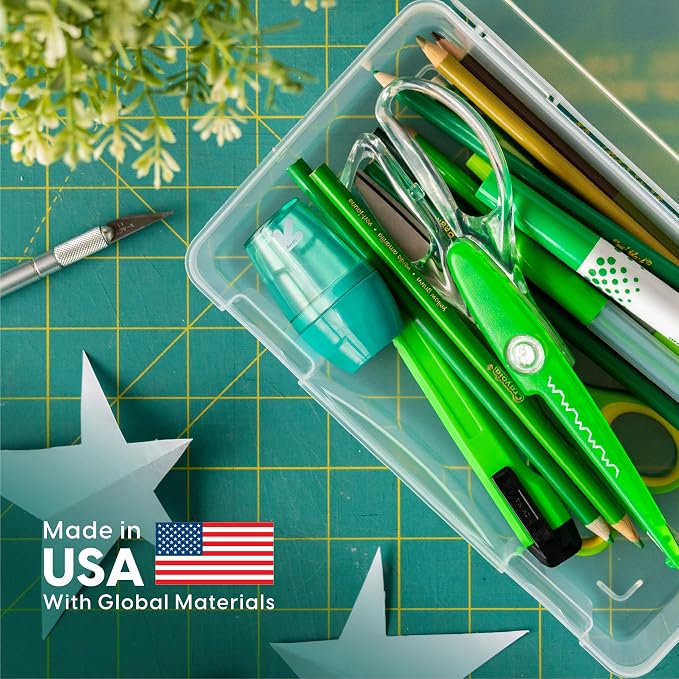IRIS USA Pencil Case Boxes, 10-Pack, |Made in USA|, Plastic Bead Organizing Containers with Snap Lid for Arts, Crafts, Ephemera, Stickers, & Dance Cheer, Clear - Medium - Image 2