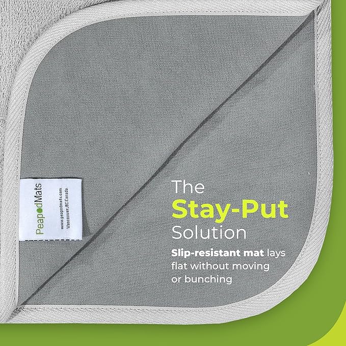 PeapodMats Bedwetting & Incontinence Waterproof Bed Mat - Reusable Underpad. Secure Placement & Breathable. Washable. Enviro Friendly 3x3 (Light Gray) Mattress Protector & Pee Pad for Kids & Adults