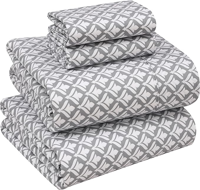 RUVANTI 100% Cotton Sheets – Queen Size Percale Bedding, Cooling & Breathable Floral Design, Durable with a Crisp, Soft & Comfortable Feel, 16" Deep Pocket, 4-Piece Set, Idiomatic Expression