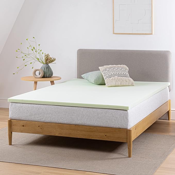 ZINUS 1.5 Inch Green Tea Memory Foam Mattress Topper, Pressure-Relieving Layers, CertiPUR-US Certified, Full