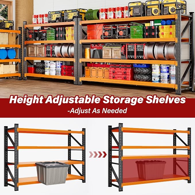5000LBS Heavy Duty Garage Shelving Units,60" Wide & Deep Storage Shelves,Orange Metal Garage Shelves,Large Storage Rack,Steel Shelf,Industrial Shelving for Shop,Warehouse,60" W x 24" D x 70" H - Image 6
