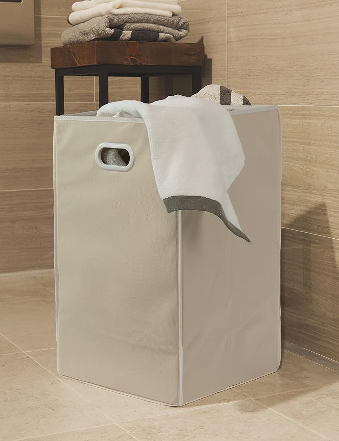 Simple Houseware Foldable Closet Laundry Hamper Basket, Beige - Image 3
