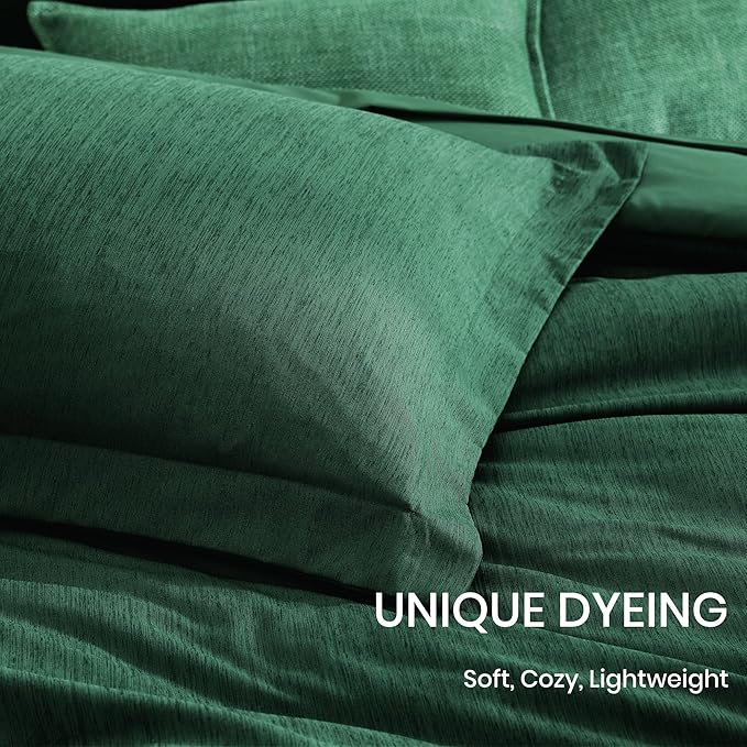 Monbix Queen Comforter Set - 7 Pieces Cationic Dyeing Emerald Green Bed in a Bag Queen Bedding Sets with Comforter, Sheets, Pillowcases & Shams, Reversible Bedding Comforters Sets