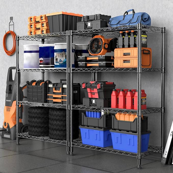 M MZG 1000 lbs Storage Shelving Steel Heavy Duty 4-Tier Utility Shelving Unit Steel Organizer Wire Rack for Home,Kitchen,Office (13.7" D x 29.5" W x 47.2" H) - Image 7