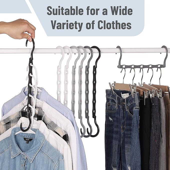 Mr. Pen Space Saving Hangers - 8 Pack Mixed Color Space Saver Shirt Hangers, Black, Gray, White - Image 8