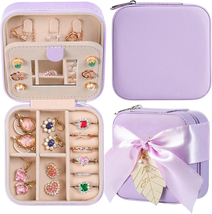 AYGXU Travel Jewelry Box for Women and Girls - Small Case With Initial A-Z - Teacher Gifts by AYGXU