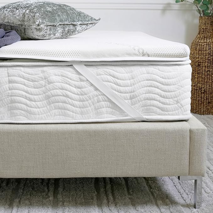 Saatva Natural Latex Mattress Topper - 1.5” Layer of Natural Latex Foam - Breathable Comfort & Durable, Responsive Support - Cal King